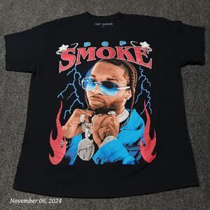 Pop Smoke Rap T Shirt Adult‎ XL Black Big Graphic Print Hip Hop